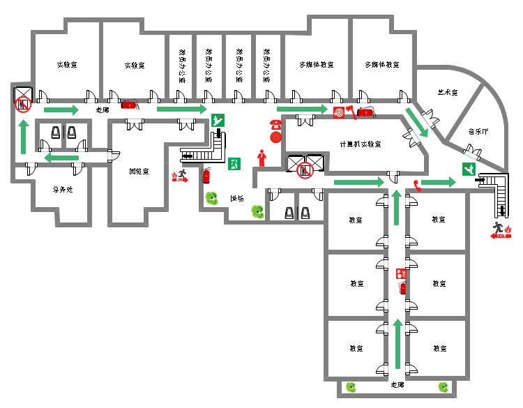 学校消防疏散平面图